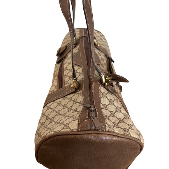Gucci Vintage GG Supreme Boston Duffle Bag Brown Monogram Weekender Travel Bag - Picture 5 of 16